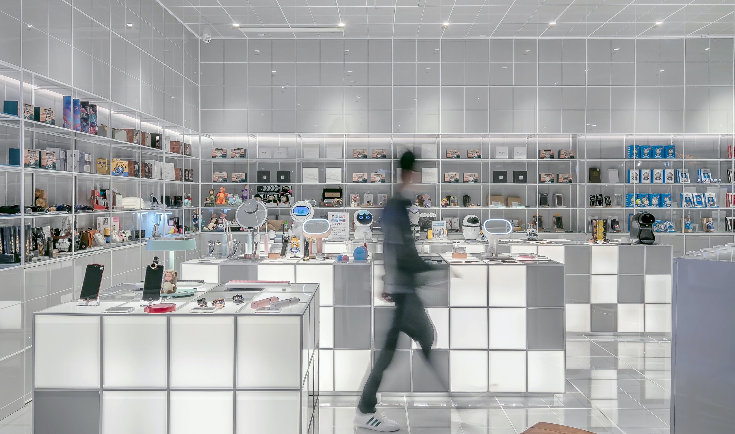 Man walking in a high-tech store